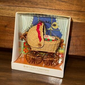 Vintage 1981 Hallmark Babys First Christmas Carriage Buggy Keepsake Ornament